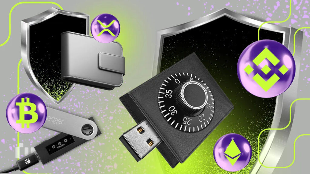 Various types of crypto hardware wallets including logos
