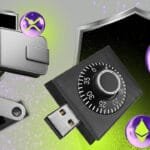 Various types of crypto hardware wallets including logos