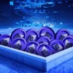 Layered ethereum circles in a funky blue enclosure