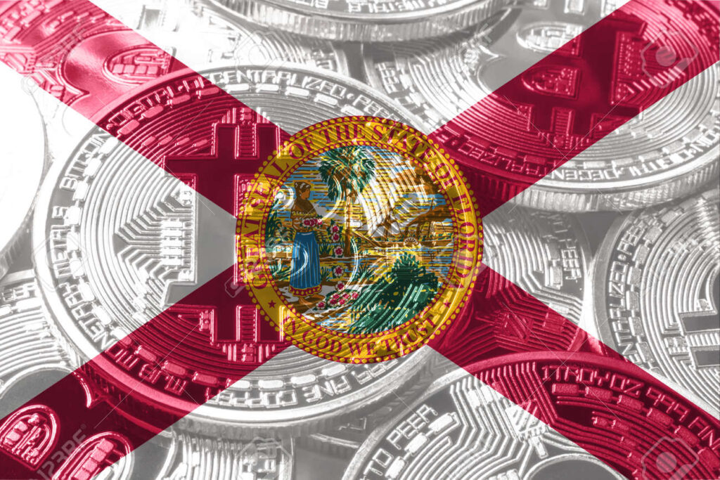 Florida state emblem with Bitcoin image