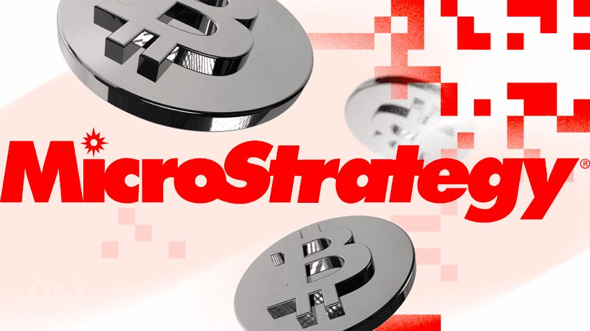 MicroStrategy logo with Bitcoin images.