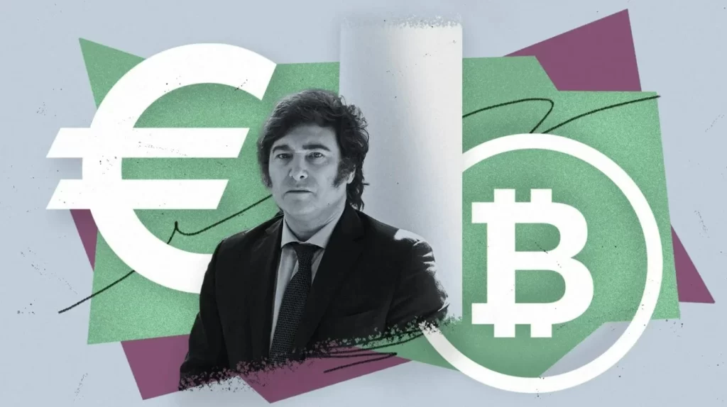 Javier Milei, Bitcoin logo