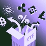 Altcoins exploding out of a box with ETF sign.