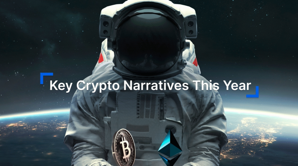 Key crypto narratives for 2025, man in space suit