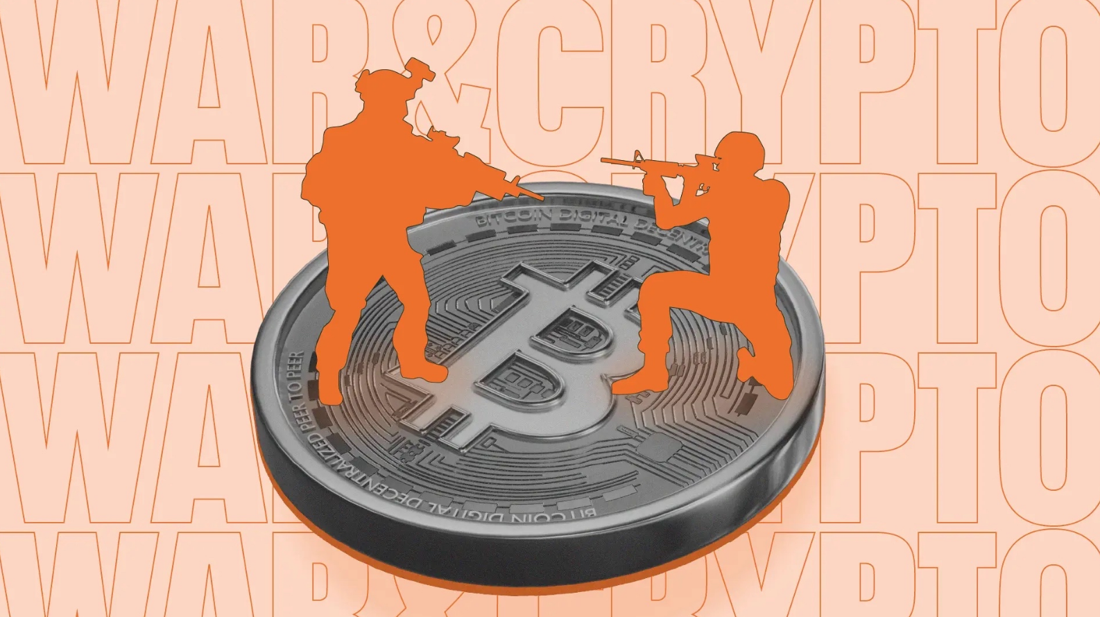 Bitcoin image with 2 x members of the army in cartoon format.