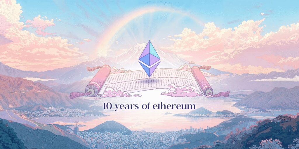 Ethereum logo, 10 years of Ethereum