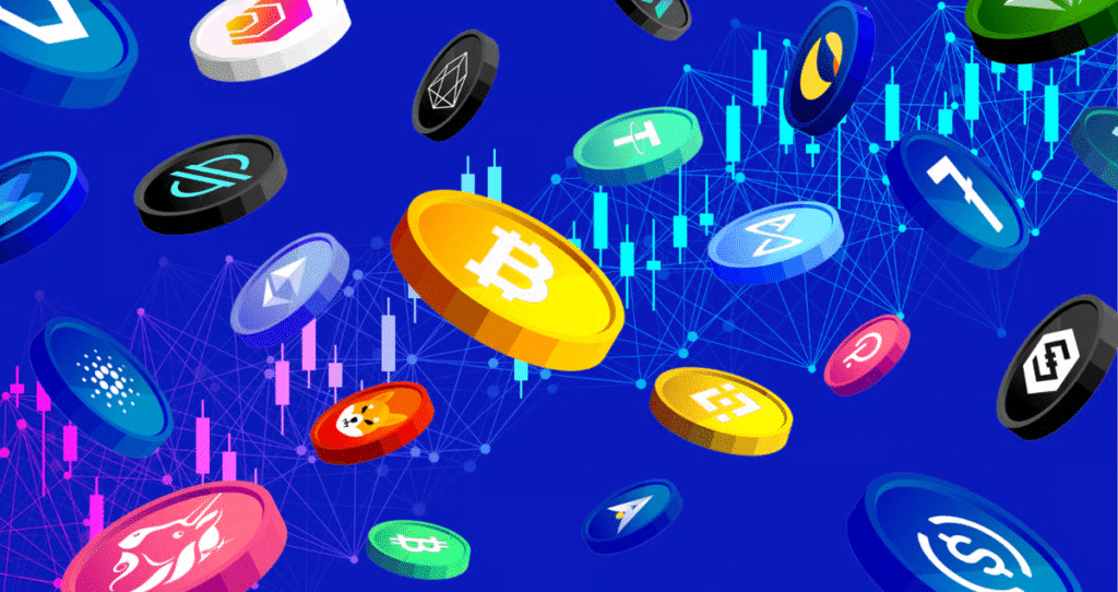 Image of altcoins floating in the air