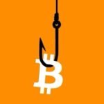 Hook through Bitcoin logo.