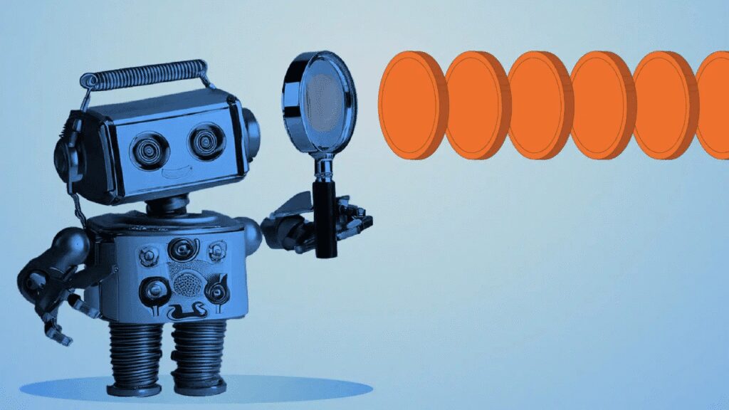 Bot with magnified glass.