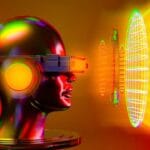 AI Robot, bright lights