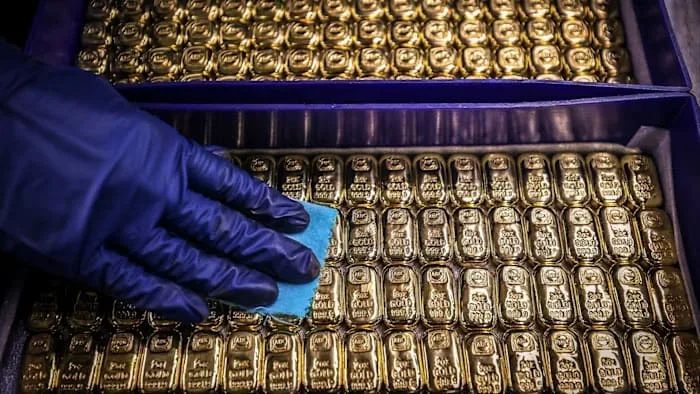 Mini gold bars being cleaned.