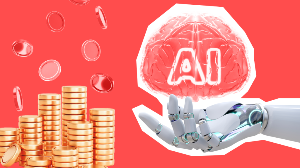 AI crypto, coins stacked