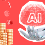 AI crypto, coins stacked