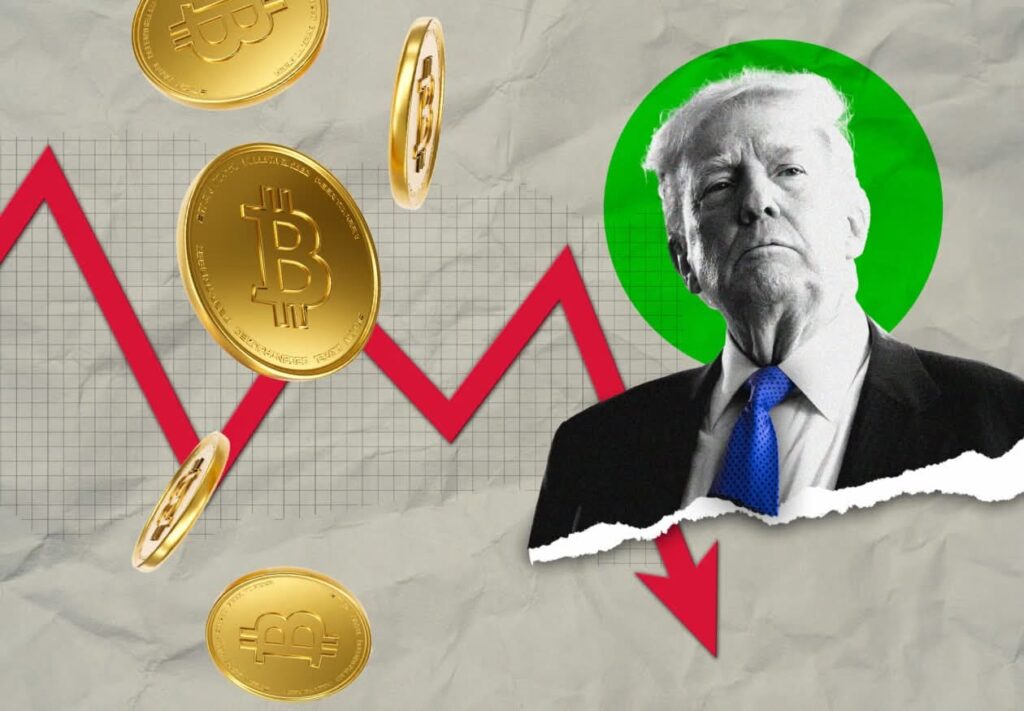 Donald Trump, crypto images with downward graph
