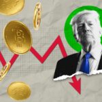 Donald Trump, crypto images with downward graph