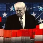Donald Trump, US flag, containers